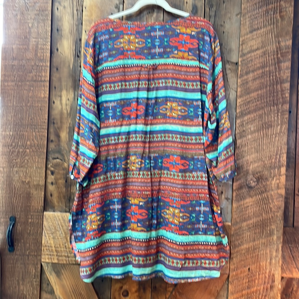 Multicolored Tunic, Lightweight, Three-Quarter Le… - image 2